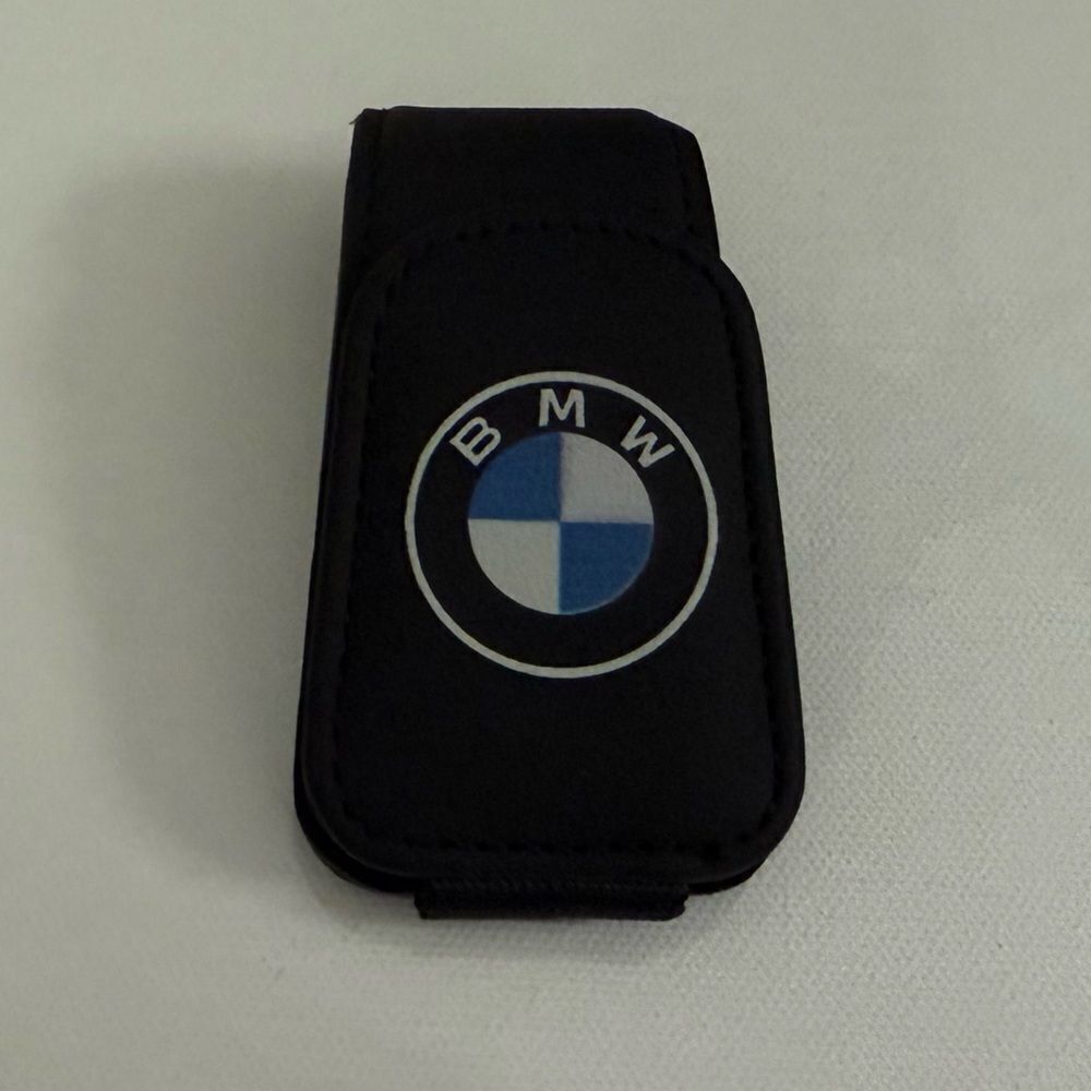 BMW Sunglass Holder for Car with Logo Black Leather NWT